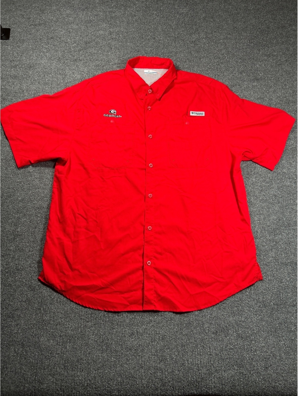 XL Columbia Red Georgia Short Sleeve Button-Up Shirt